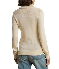 Lauren Ralph Lauren Ribbed Knit Shawl Collar Long Sleeve Sweater Top