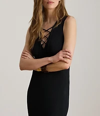 Lauren Ralph Lauren Ribbed Knit V-Neck Sleeveless Dress