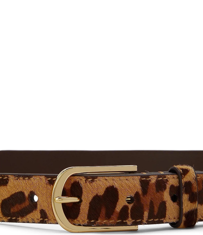 Lauren Ralph Lauren Rounded-Buckle Leopard-Print Skinny Belt