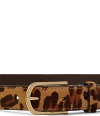 Lauren Ralph Lauren Rounded-Buckle Leopard-Print Skinny Belt