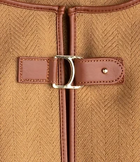 Lauren Ralph Lauren Wool Blend Woven Equestrian Buckle Fringe Ruana