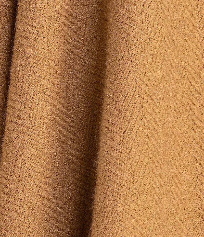 Lauren Ralph Lauren Wool Blend Woven Equestrian Buckle Fringe Ruana