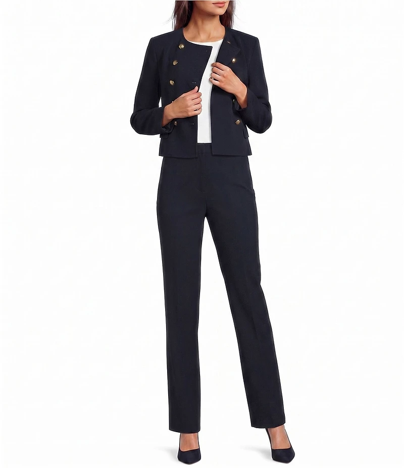 Lauren Ralph Lauren Sable Crepe Double Breasted Straight Fit Jacket