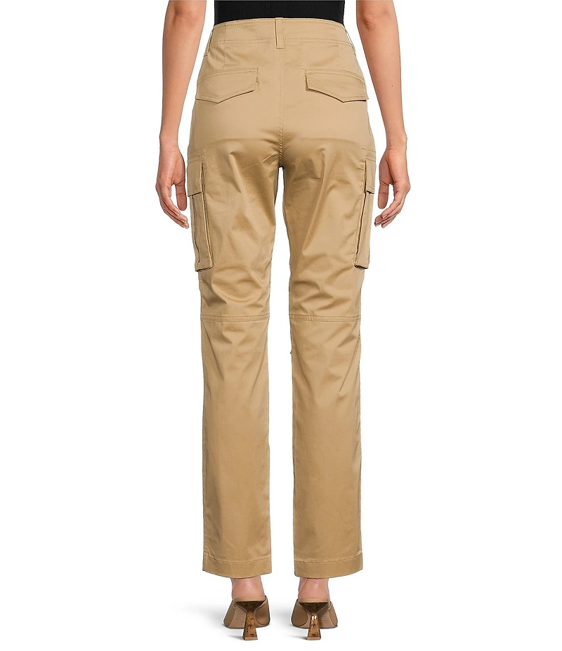 Lauren Ralph Lauren Sateen Flap Pocket High Rise Straight Leg Cargo Pants