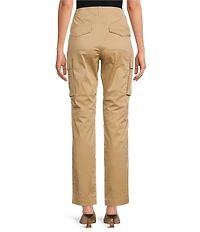 Lauren Ralph Lauren Sateen Flap Pocket High Rise Straight Leg Cargo Pants