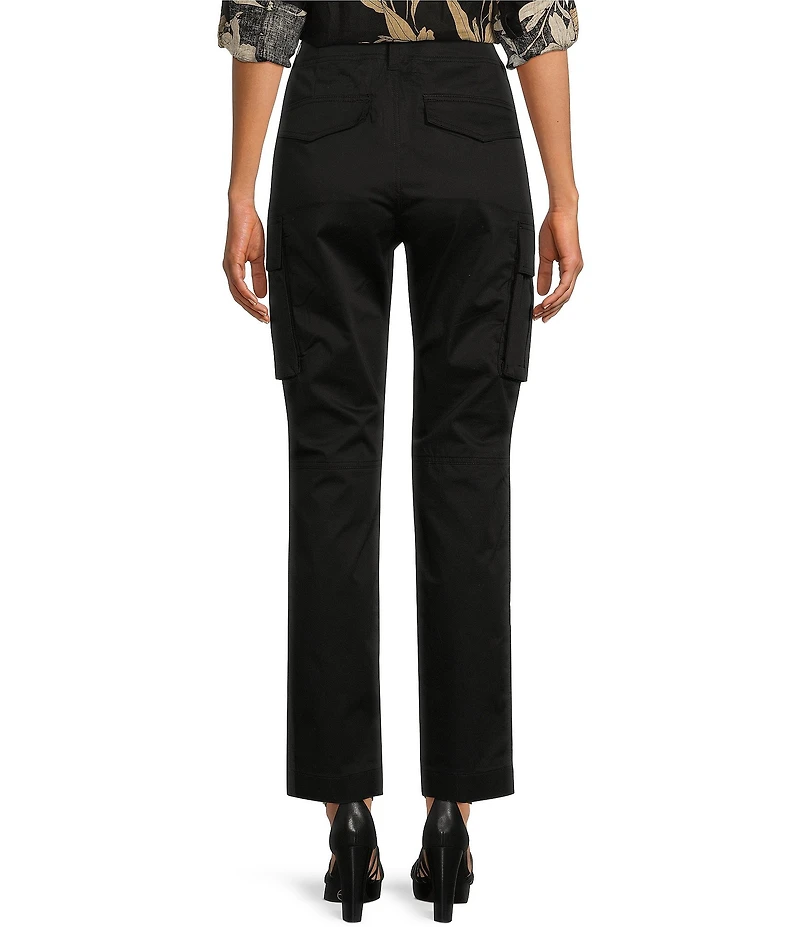 Lauren Ralph Lauren Sateen Flap Pocket High Rise Straight Leg Cargo Pants