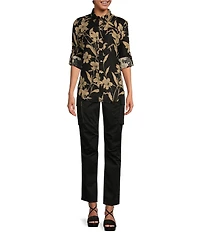 Lauren Ralph Lauren Sateen Flap Pocket High Rise Straight Leg Cargo Pants