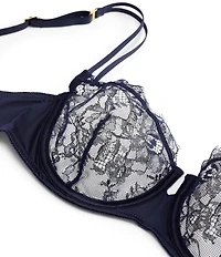 Lauren Ralph Lauren Satin & Lace Balconette Unlined Underwire Bra