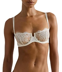 Lauren Ralph Lauren Satin & Lace Balconette Unlined Underwire Bra