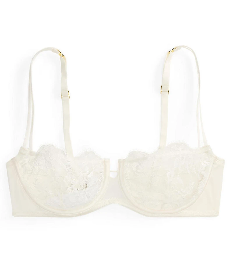 Lauren Ralph Lauren Satin & Lace Balconette Unlined Underwire Bra