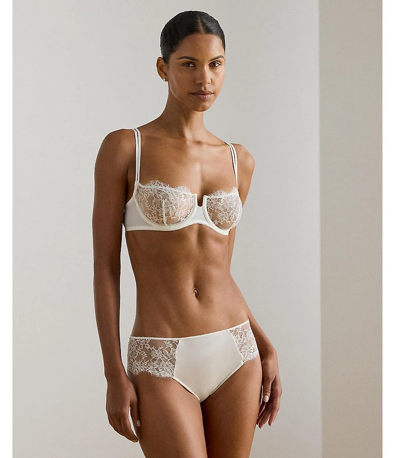 Lauren Ralph Lauren Satin & Lace Hipster Panty