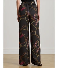 Lauren Ralph Lauren Satin Charmeuse Belting Print Wide Leg Pants