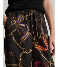 Lauren Ralph Lauren Satin Charmeuse Belting Print Wide Leg Pants