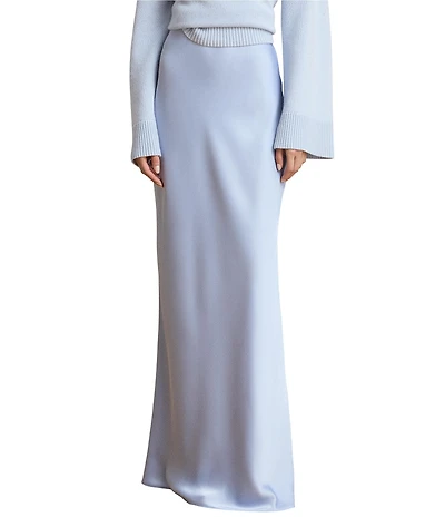 Lauren Ralph Lauren Satin Charmeuse Maxi Length Pull On A-Line Coordinating Skirt