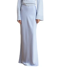 Lauren Ralph Lauren Satin Charmeuse Maxi Length Pull On A-Line Coordinating Skirt