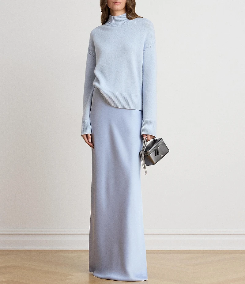 Lauren Ralph Lauren Satin Charmeuse Maxi Length Pull On A-Line Coordinating Skirt
