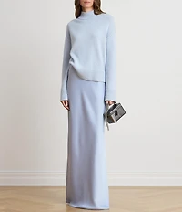 Lauren Ralph Lauren Satin Charmeuse Maxi Length Pull On A-Line Coordinating Skirt