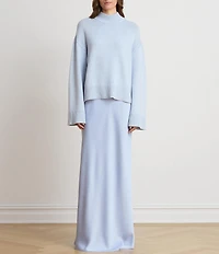 Lauren Ralph Lauren Satin Charmeuse Maxi Length Pull On A-Line Coordinating Skirt