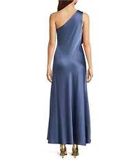 Lauren Ralph Lauren Satin Charmeuse One-Shoulder A-Line Gown
