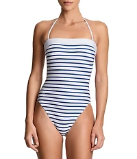 Lauren Ralph Lauren Seaside Stripe Modern Bandeau One Piece Swimsuit