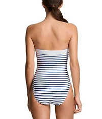 Lauren Ralph Lauren Seaside Stripe Modern Bandeau One Piece Swimsuit