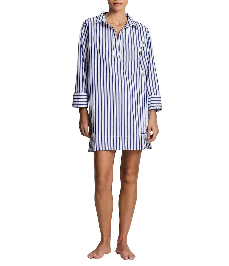 Lauren Ralph Lauren Seaside Stripe Wide Cuff Tunic Swim Cover-Up