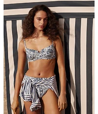 Lauren Ralph Lauren Seaside Stripe Wide Cuff Tunic Swim Cover-Up