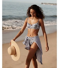 Lauren Ralph Lauren Seaside Stripe Wide Cuff Tunic Swim Cover-Up