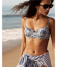 Lauren Ralph Lauren Seaside Stripe Wide Cuff Tunic Swim Cover-Up