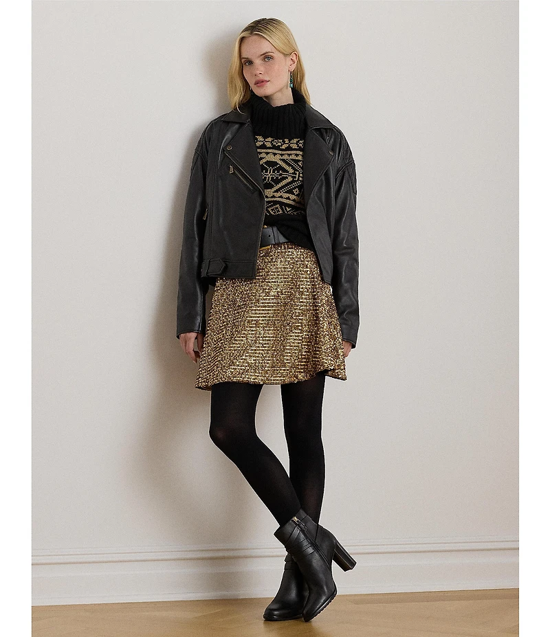 Lauren Ralph Lauren Sequin A-Line Mini Skirt