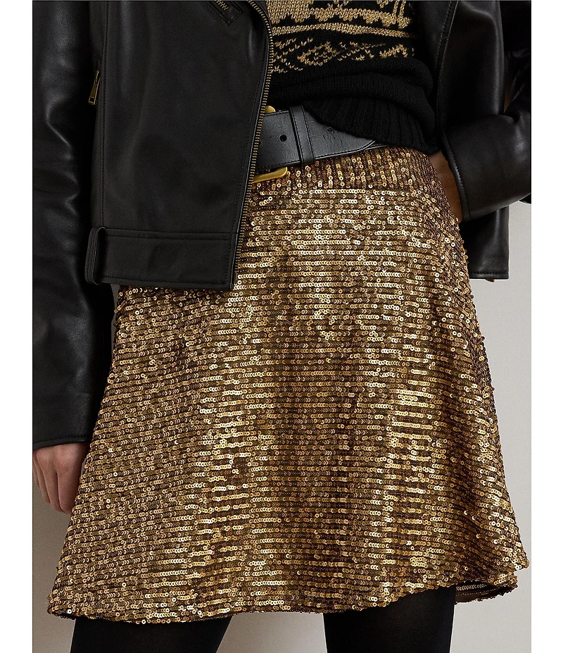 Lauren Ralph Lauren Sequin A-Line Mini Skirt