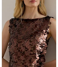 Lauren Ralph Lauren Sequin Boat Neck Sleeveless Shift Dress