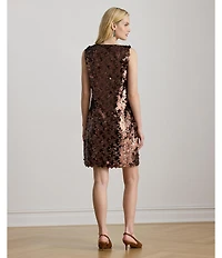Lauren Ralph Lauren Sequin Boat Neck Sleeveless Shift Dress