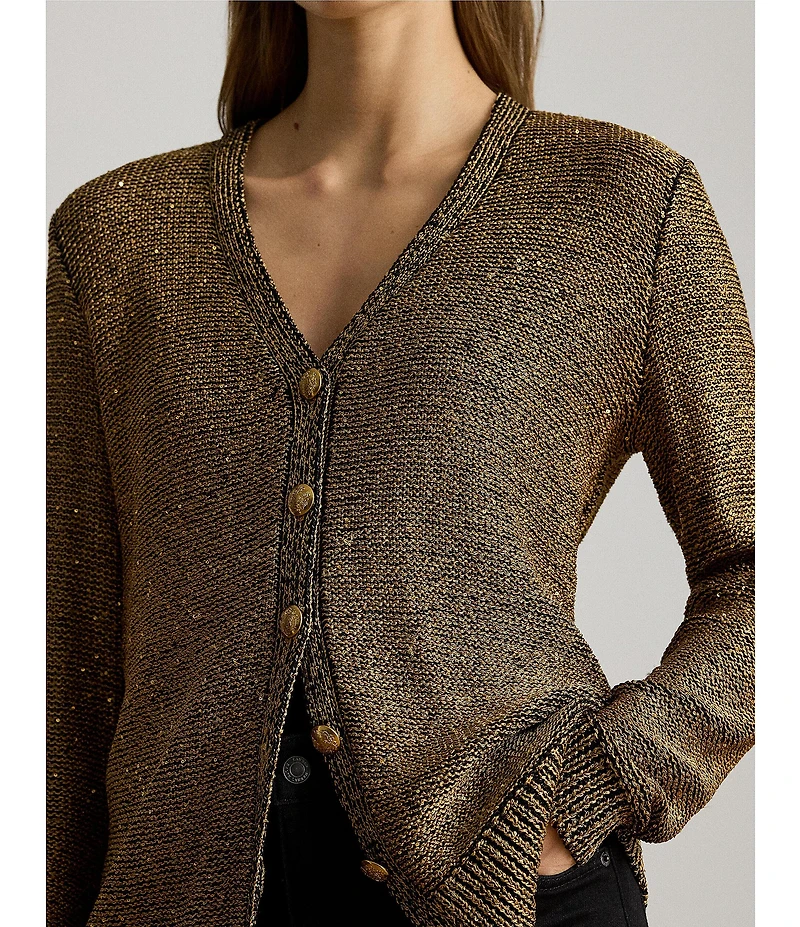 Lauren Ralph Lauren Sequined Linen-Blend Cardigan