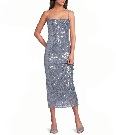 Lauren Ralph Lauren Sequined Tulle Off-The-Shoulder Midi Dress