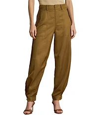 Lauren Ralph Lauren Shantung High Rise Barrel Leg Ankle Cargo Pants