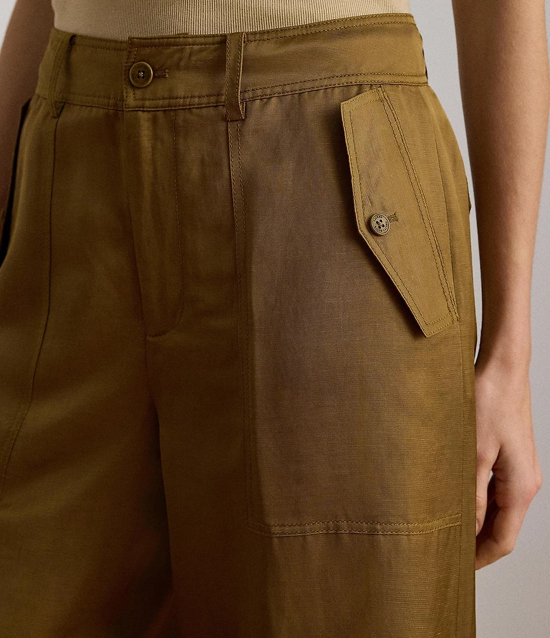 Lauren Ralph Lauren Shantung High Rise Barrel Leg Ankle Cargo Pants