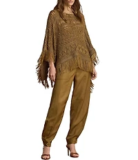 Lauren Ralph Lauren Shantung High Rise Barrel Leg Ankle Cargo Pants