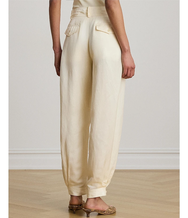 Lauren Ralph Lauren Shantung High Rise Barrel Leg Cargo Ankle Pants