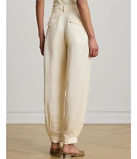 Lauren Ralph Lauren Shantung High Rise Barrel Leg Cargo Ankle Pants