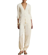 Lauren Ralph Lauren Shantung High Rise Barrel Leg Cargo Ankle Pants