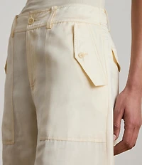 Lauren Ralph Lauren Shantung High Rise Barrel Leg Cargo Ankle Pants