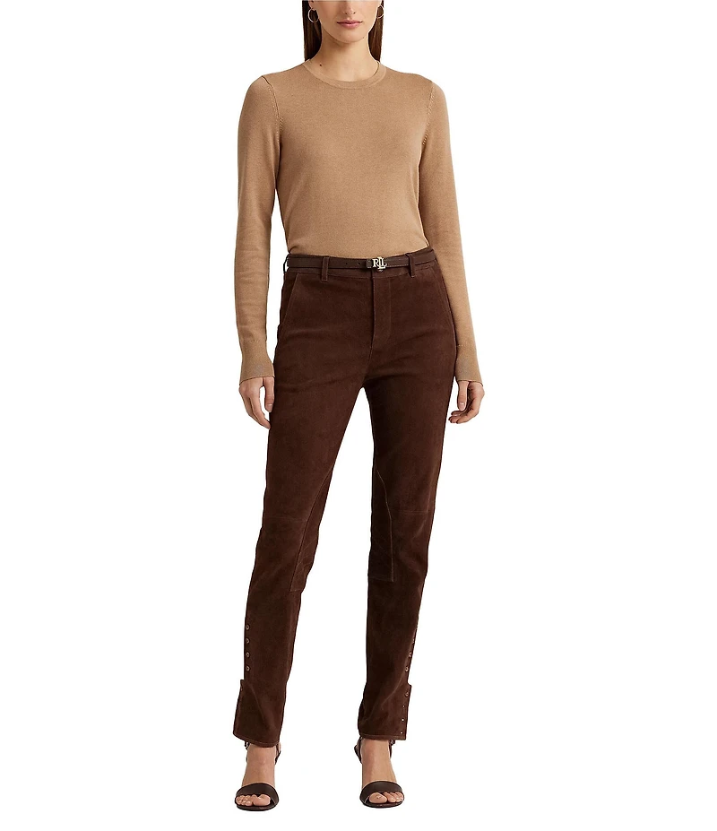 Lauren Ralph Lauren Body Skimming Crew Neck Long Sleeve Ribbed Sweater