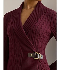 Lauren Ralph Lauren Shawl Collar Long Sleeve Buckle Sweater