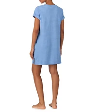 Lauren Ralph Lauren Short Sleeve Crew Neck Striped Interlock Knit Sleepshirt