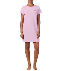 Lauren Ralph Lauren Short Sleeve Crew Neck Striped Jersey Knit Sleepshirt