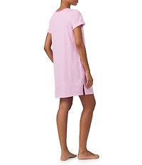 Lauren Ralph Lauren Short Sleeve Crew Neck Striped Jersey Knit Sleepshirt