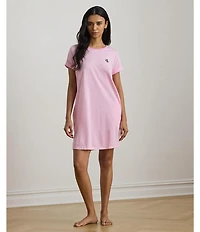 Lauren Ralph Lauren Short Sleeve Crew Neck Striped Jersey Knit Sleepshirt