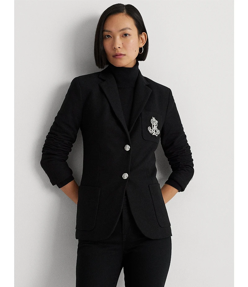 Lauren Ralph Lauren Signature Bullion Patch Two Button Jacquard Blazer