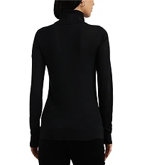 Lauren Ralph Lauren Silk Blend Slim Fit Turtleneck Long Sleeve Sweater